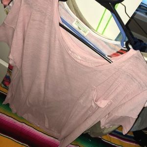 pink pocket off the shoulder tee